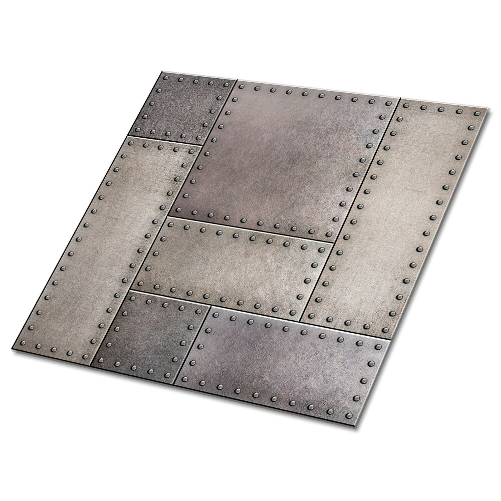 Panele winylowe samoprzylepne Motyw metalowych płytek z nitami