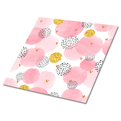 Panele winylowe samoprzylepne Różowe kółka z złotymi akcentami