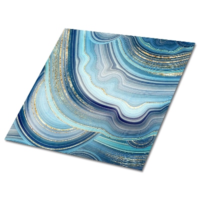 Panele winylowe Abstrakcyjne niebieskie fale z złotymi akcentami