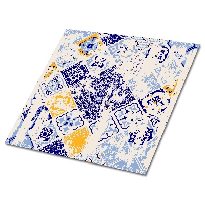 Panele winylowe samoprzylepne Motyw patchworkowy w niebieskich odcieniach