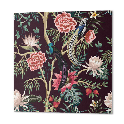 Samoprzylepne płytki na ścianę Folkowy wzór z kwiatami i ptakami