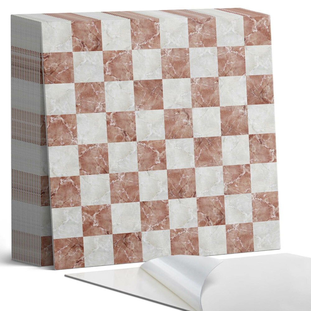 Samoprzylepne płytki na ścianę Marmurowa szachownica w eleganckim stylu
