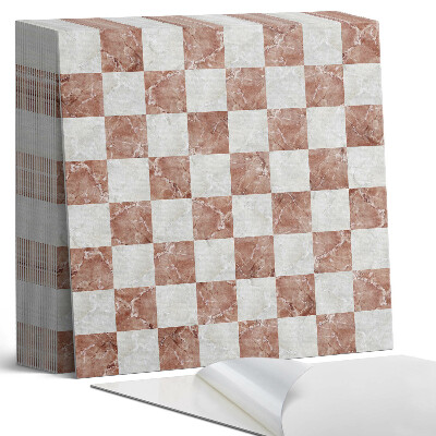 Samoprzylepne płytki na ścianę Marmurowa szachownica w eleganckim stylu