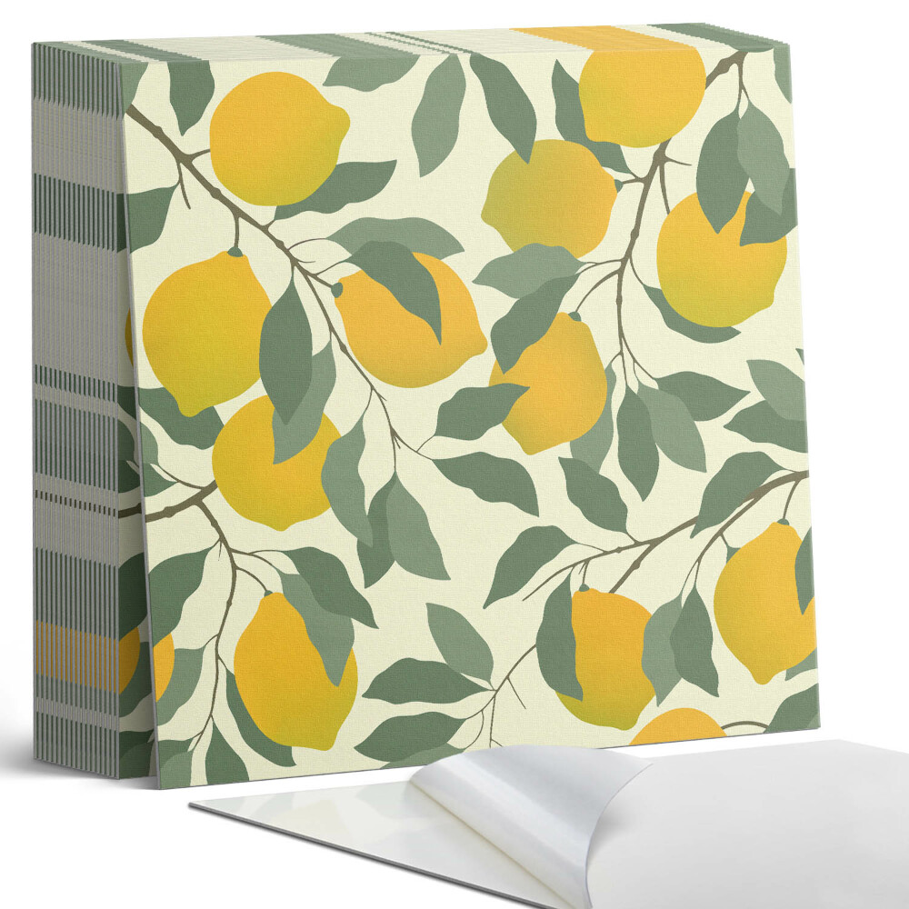 Samoprzylepne płytki na ścianę Lemonowa grafika roślinna