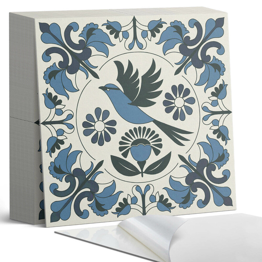 Samoprzylepne płytki Motyw ptaka wśród kolorowych kwiatów