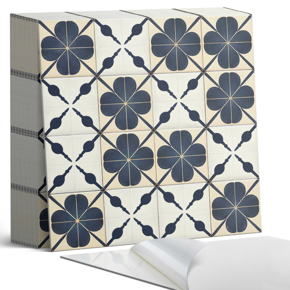 Kafelki samoprzylepne Kwiatowy motyw na jednolitym tle