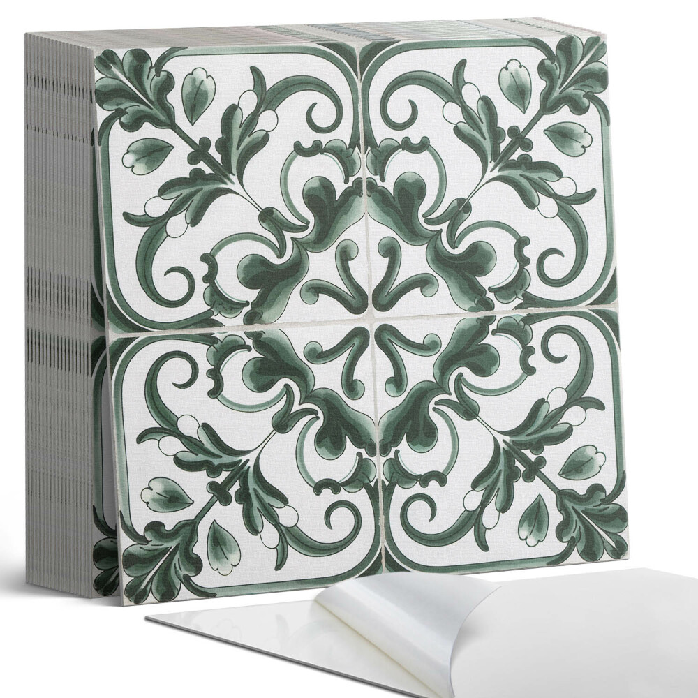 Kafelki samoprzylepne Roślinne kwadraty w stylu geometrycznym