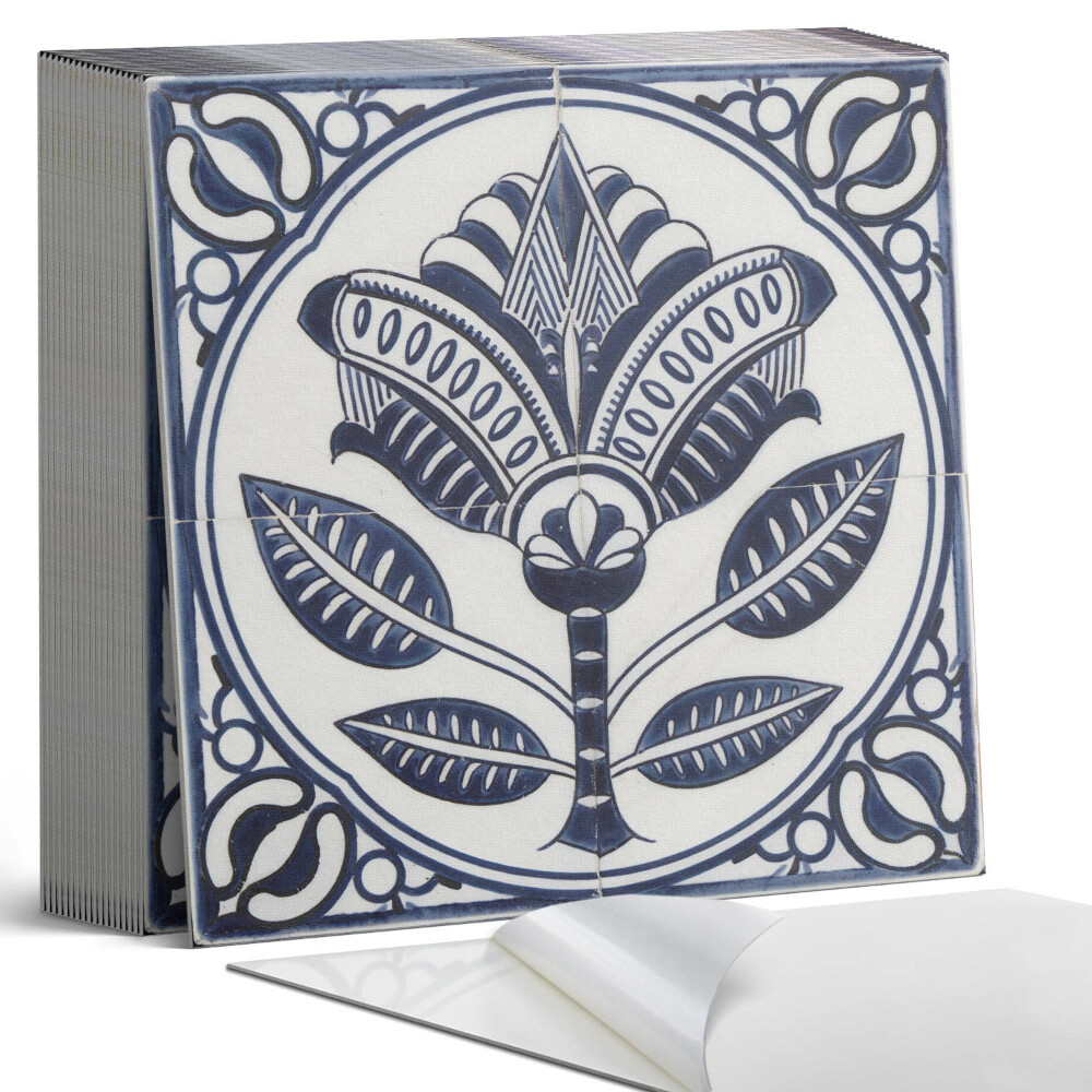 Samoprzylepne płytki na ścianę Kwiatowy motyw w stylu ceramicznym