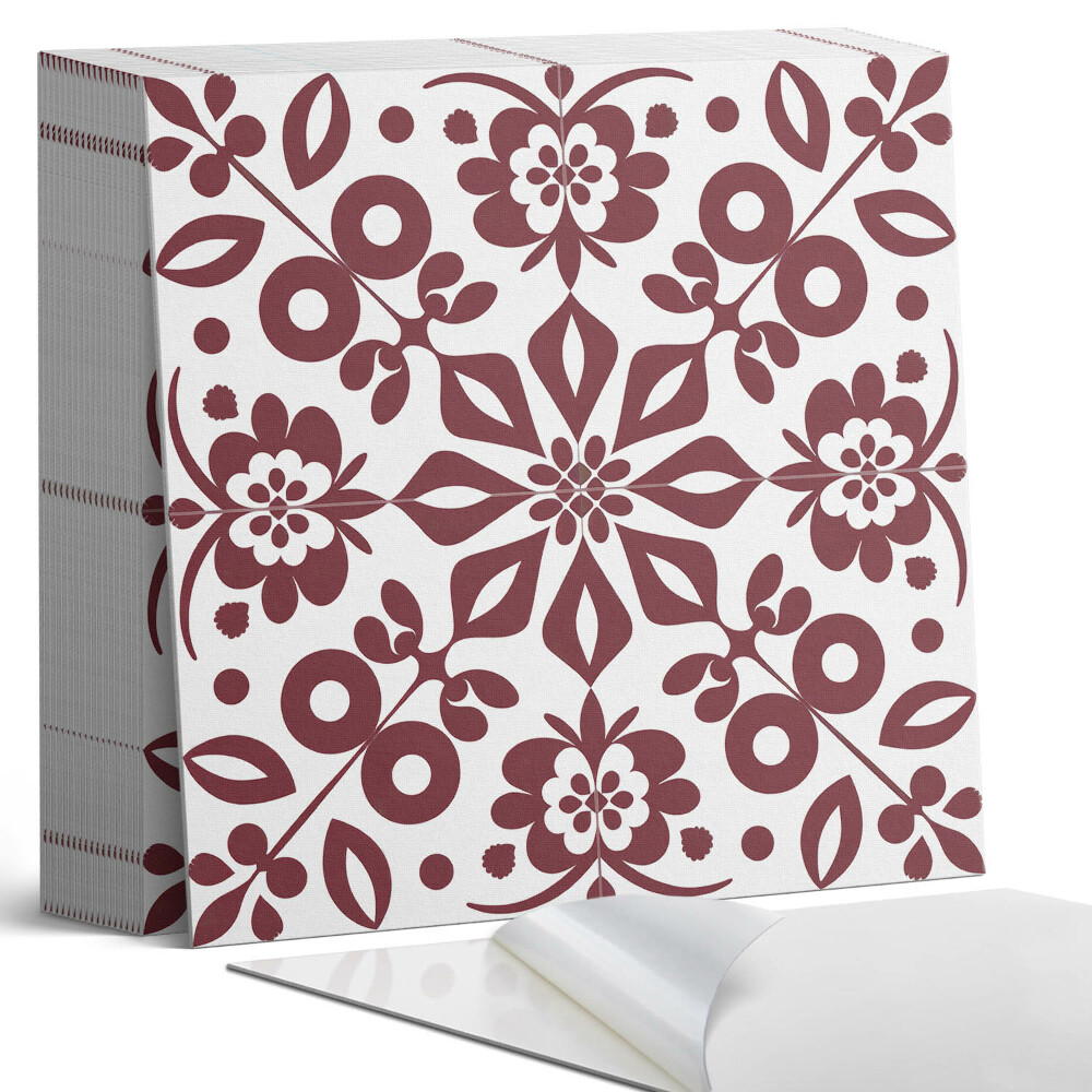 Kafelki samoprzylepne Kwiatowy motyw z zielonymi liśćmi