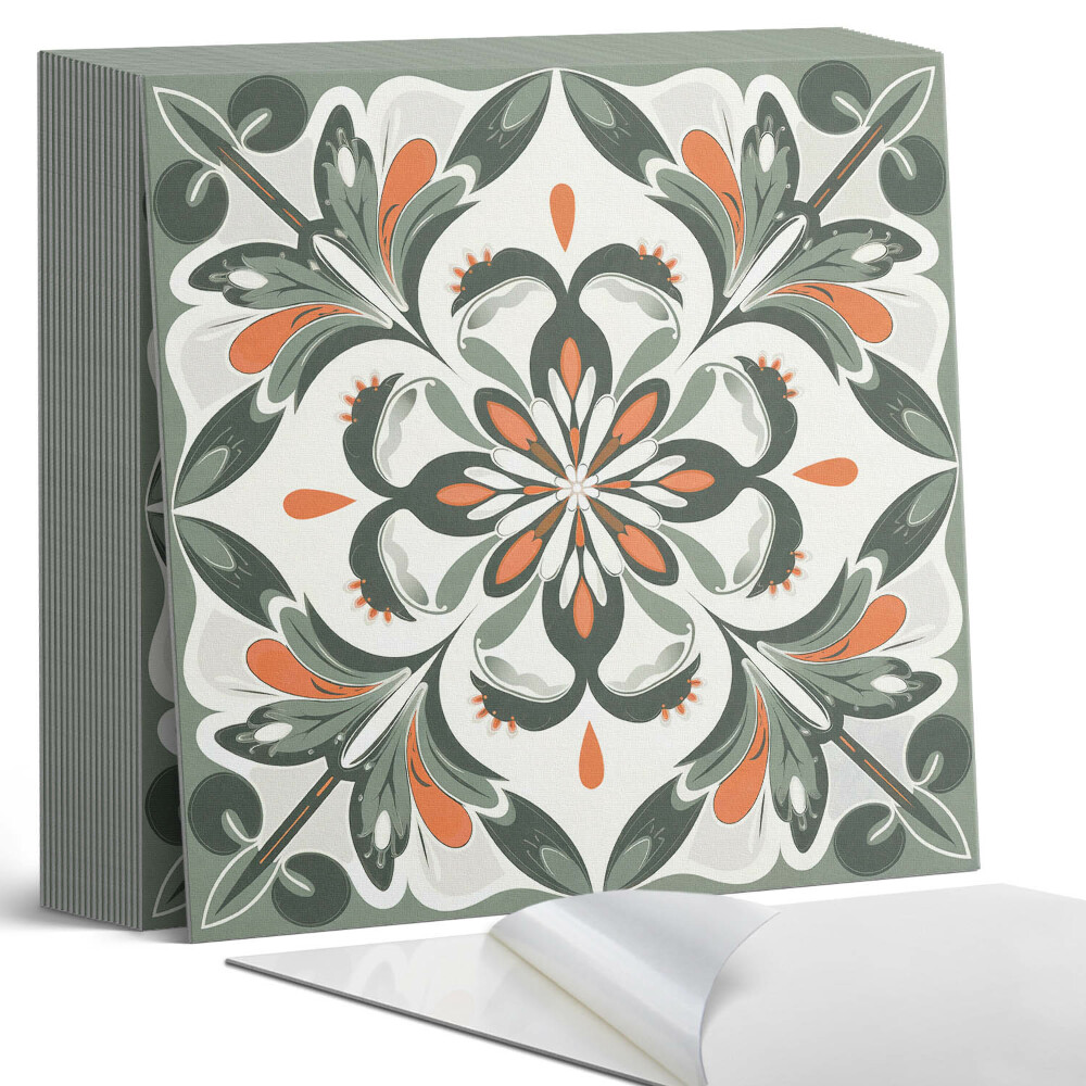 Samoprzylepne płytki Kwiatowy motyw z zielonymi liśćmi