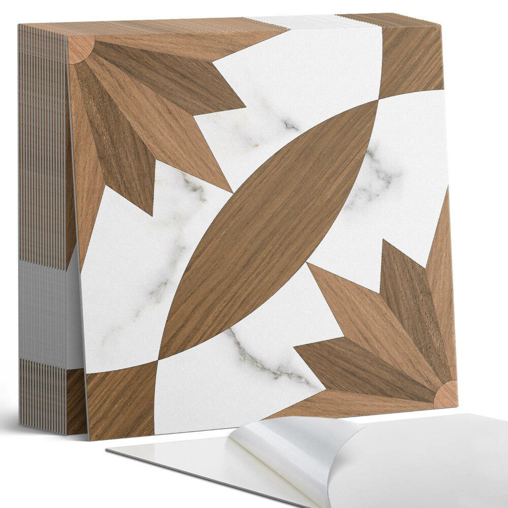 Samoprzylepne płytki na ścianę Geometryczne kształty z drewnianym akcentem