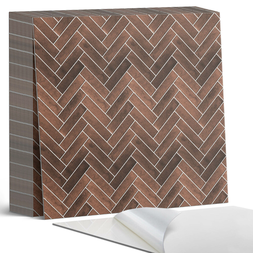 Kafelki samoprzylepne Wzór jodełkowy z drewnianymi akcentami