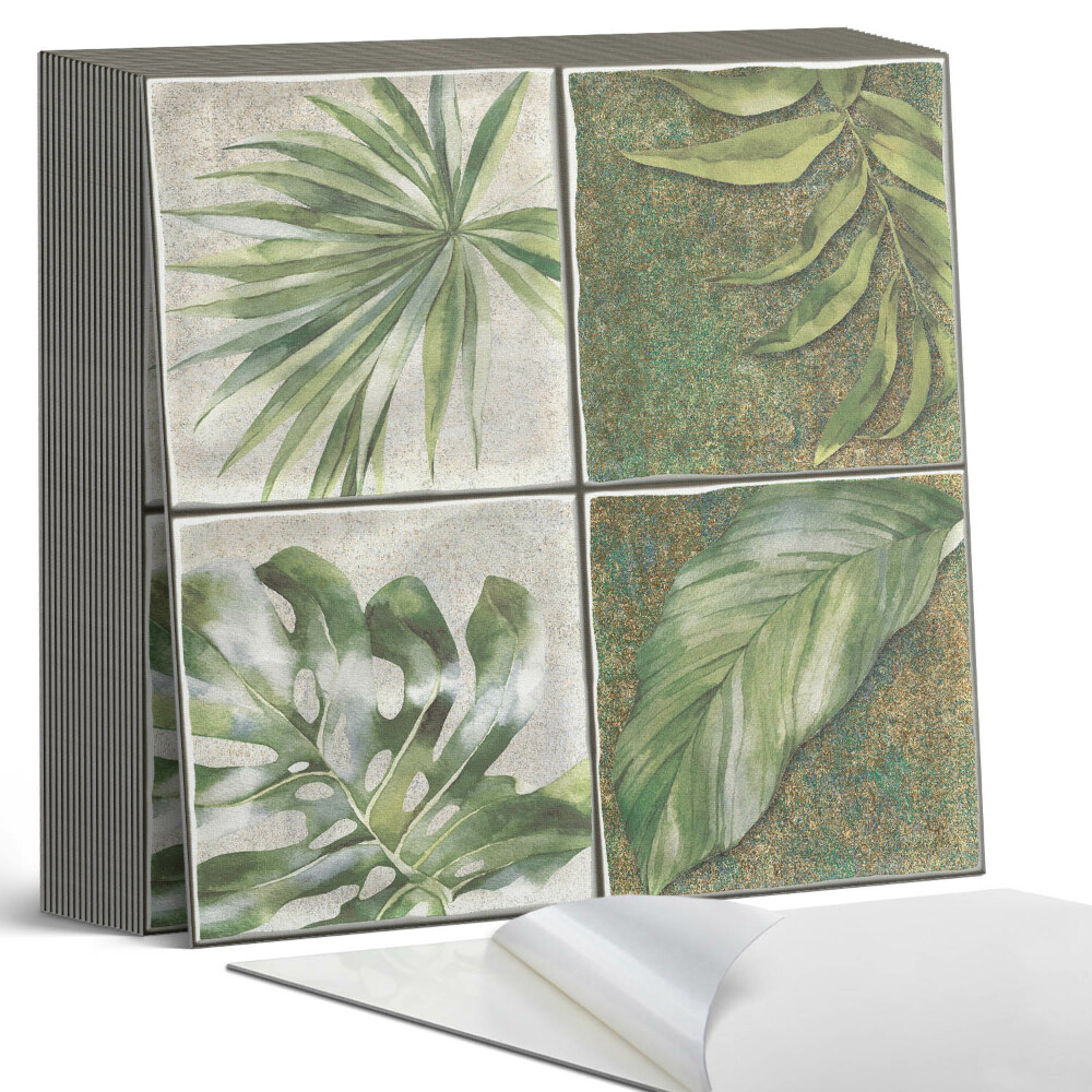 Kafelki samoprzylepne Liściasty wzór na płytkach