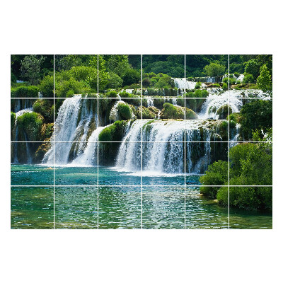 Okleina na płytki Wodospady w zielonym otoczeniu