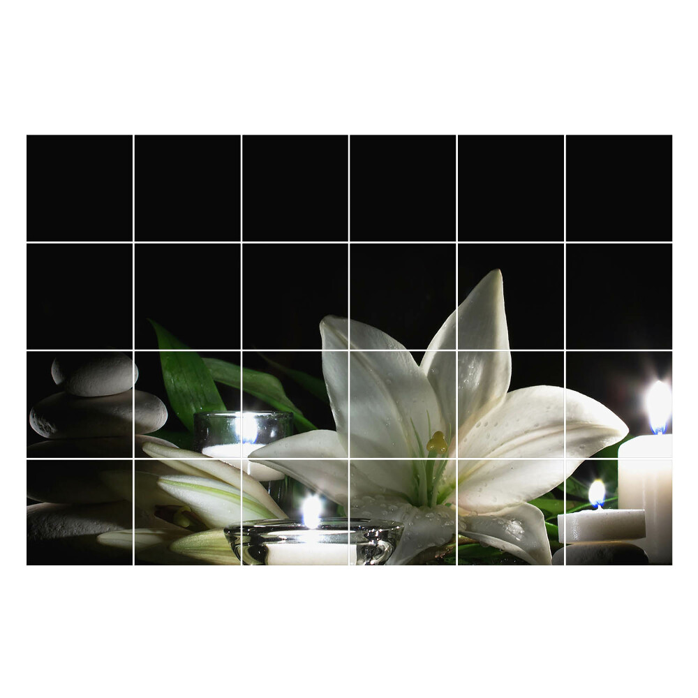 Naklejki samoprzylepne na kafelki Kwiaty i kamienie w kompozycji