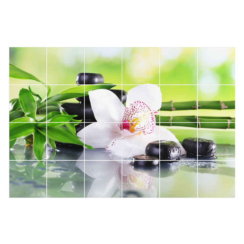 Naklejki na kafelki do kuchni Kwiaty i kamienie w harmonii