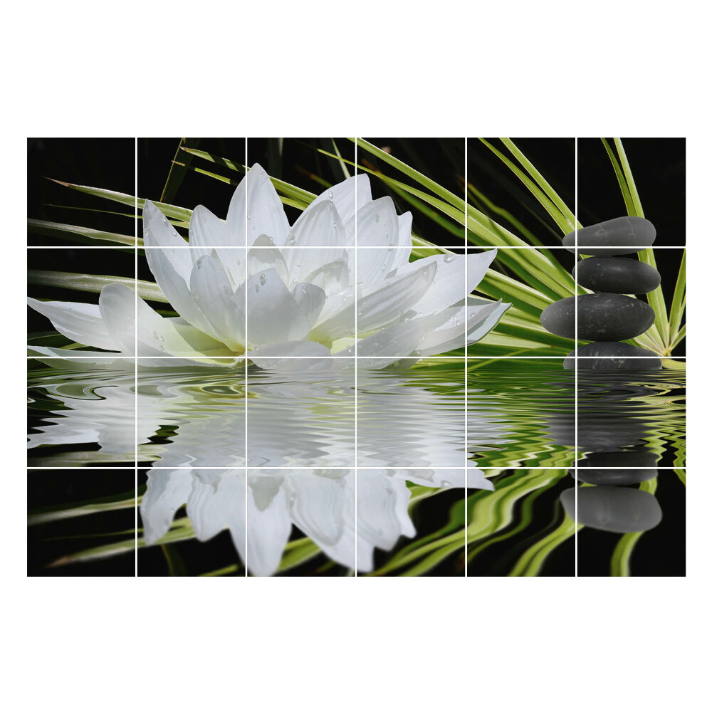 Naklejki samoprzylepne na kafelki Kwiat na wodzie z kamieniami