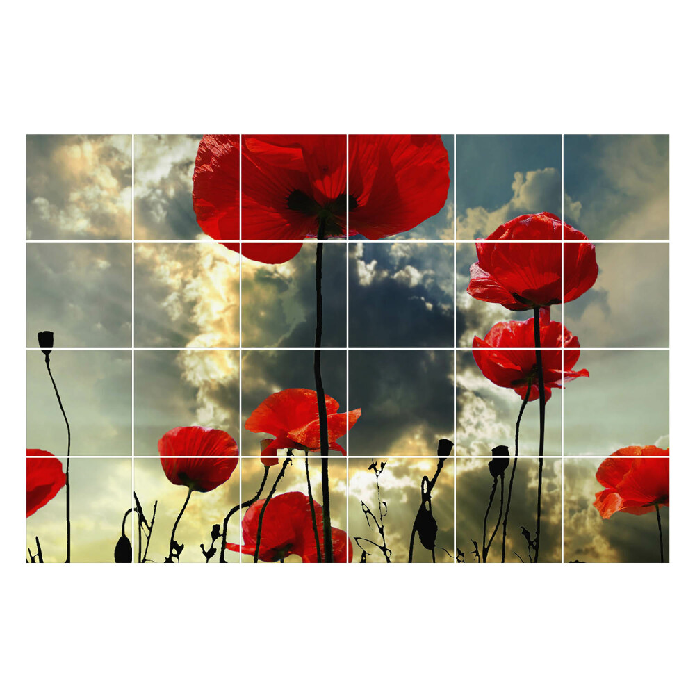 Naklejki na kafelki do kuchni Kwiaty na tle nieba