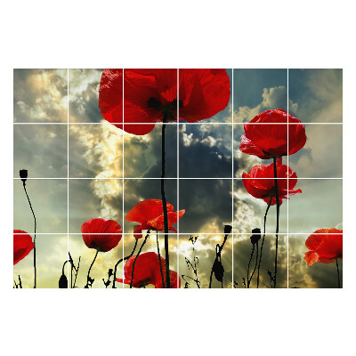 Naklejki na kafelki do kuchni Kwiaty na tle nieba