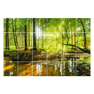 Naklejki na kafelki do kuchni Leśny krajobraz z potokiem