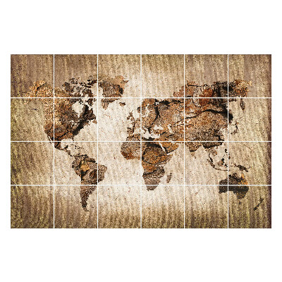 Naklejki samoprzylepne na kafelki Ziemski kontynent w drewnie
