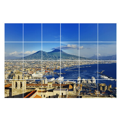 Naklejki samoprzylepne na kafelki Widok na miasto i wulkan