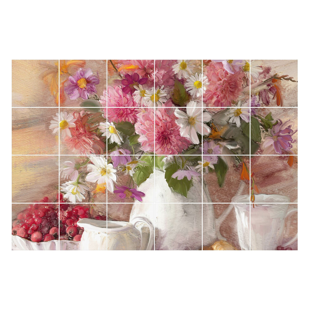 Naklejki samoprzylepne na kafelki Kwiatowy bukiet w wazonie