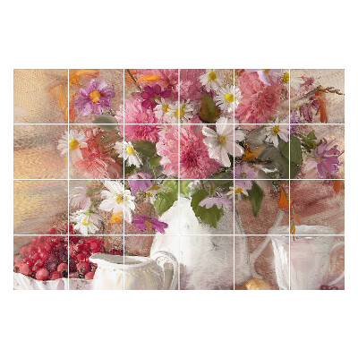 Naklejki samoprzylepne na kafelki Kwiatowy bukiet w wazonie