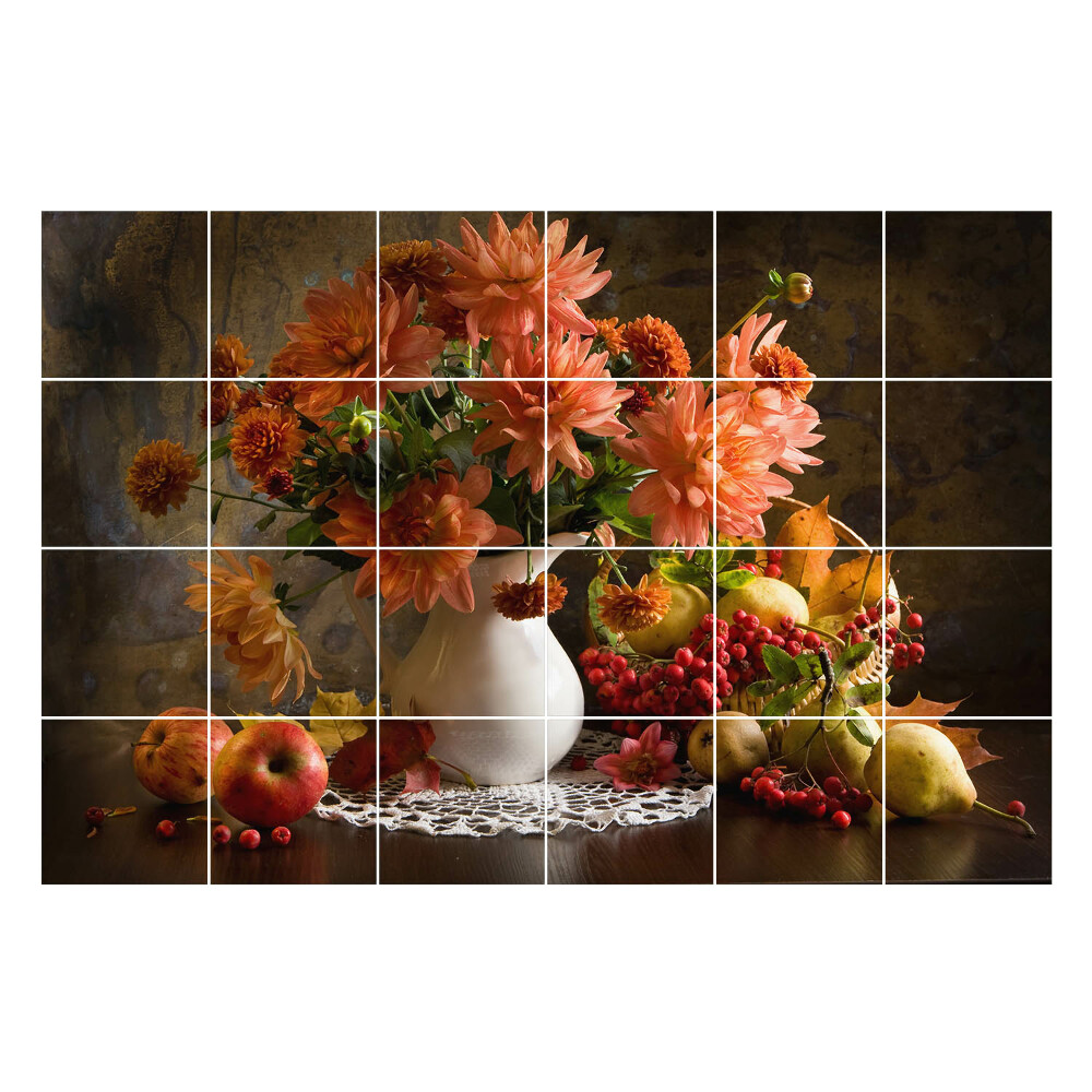 Okleina na płytki Kwiaty i owoce w aranżacji