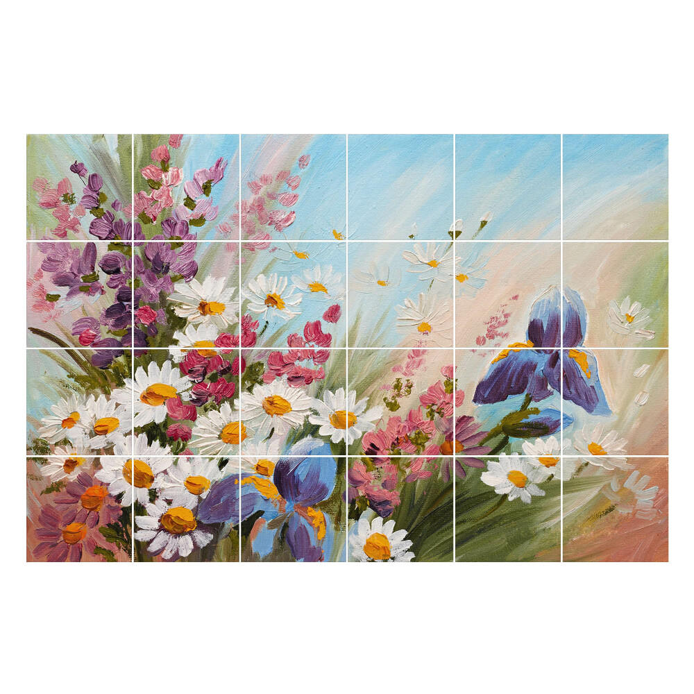 Naklejki na kafelki do kuchni Kwiatowy bukiet w wiosennej scenerii