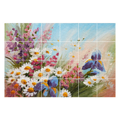 Naklejki na kafelki do kuchni Kwiatowy bukiet w wiosennej scenerii