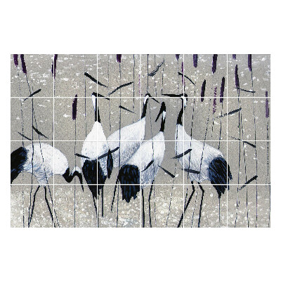 Okleina na płytki Stado ptaków w trawie