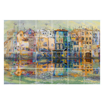 Naklejki samoprzylepne na kafelki Kolorowe odbicia miast