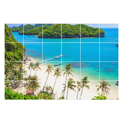 Naklejki samoprzylepne na kafelki Tropikalna plaża z wyspami