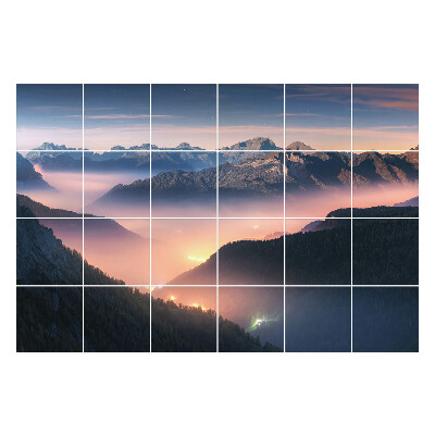 Okleina na płytki Górski krajobraz o zmierzchu