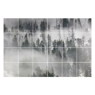 Naklejki samoprzylepne na kafelki Mglista leśna sceneria