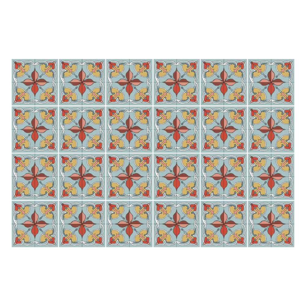 Naklejki na kafelki do kuchni Stylizowane kwiaty w siatce