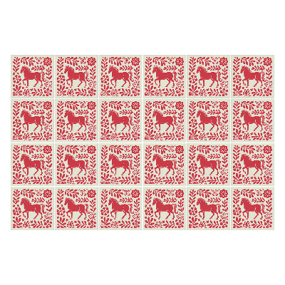 Okleina na płytki Folkowy wzór w końmi