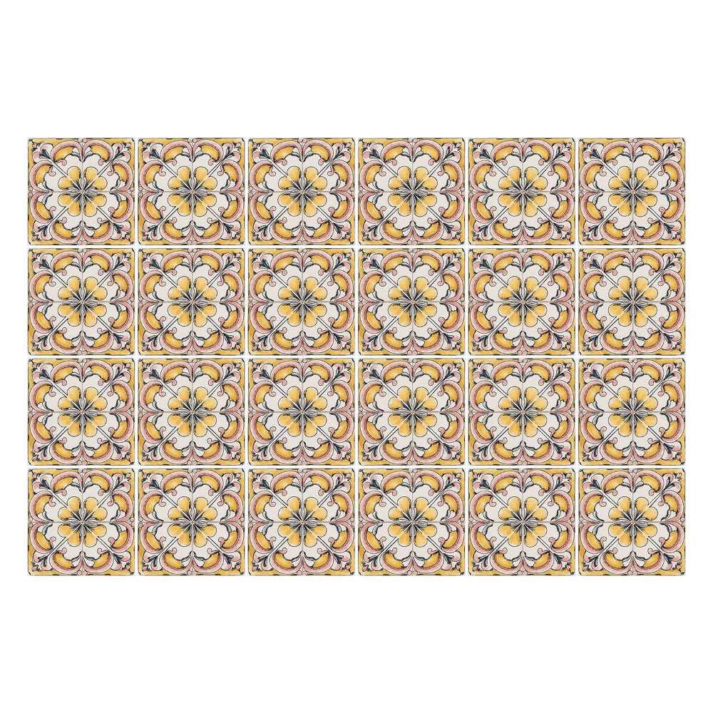 Naklejki na kafelki do kuchni Kwiatowe ornamenty w siatce