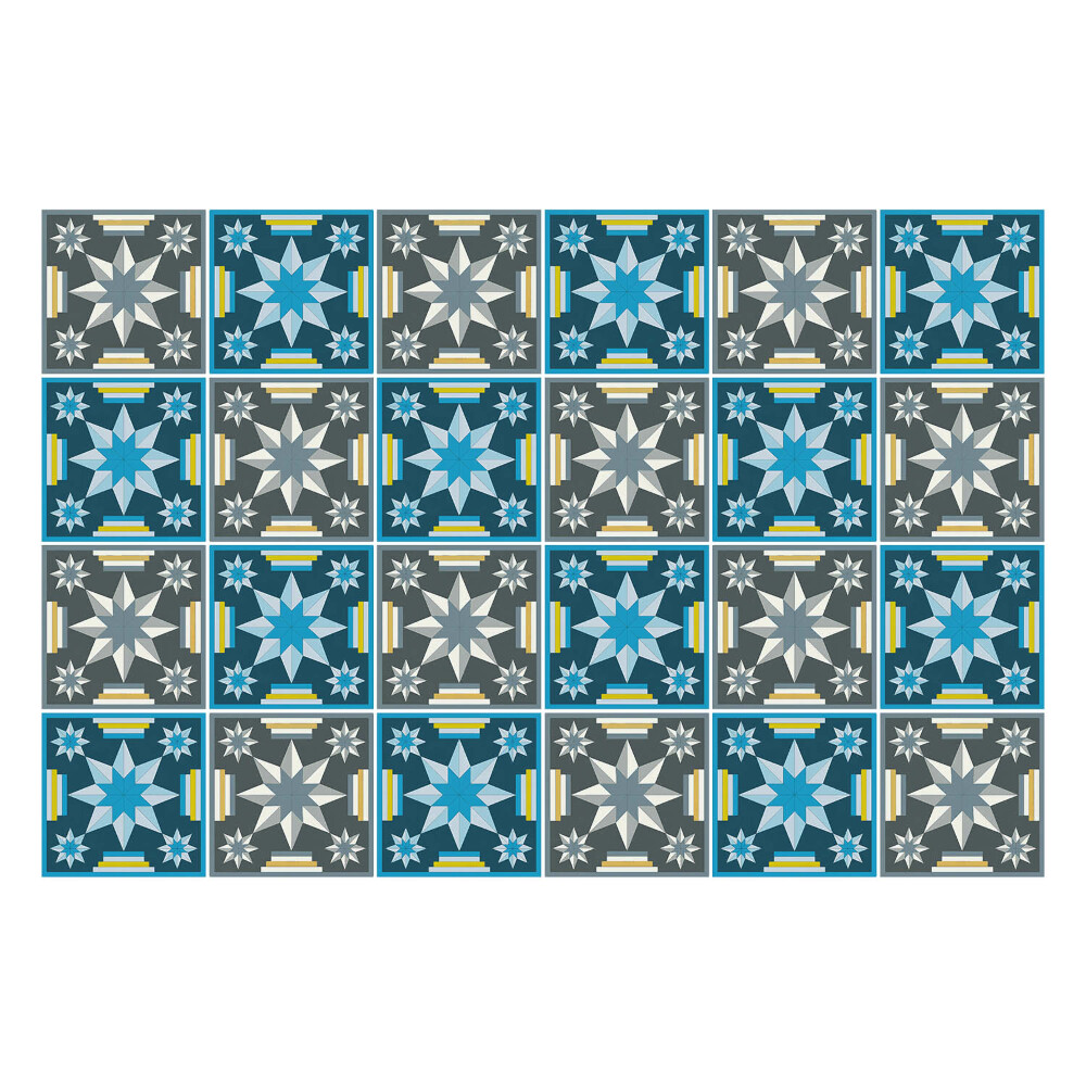 Naklejki samoprzylepne na kafelki Geometryczne gwiazdy w siatce
