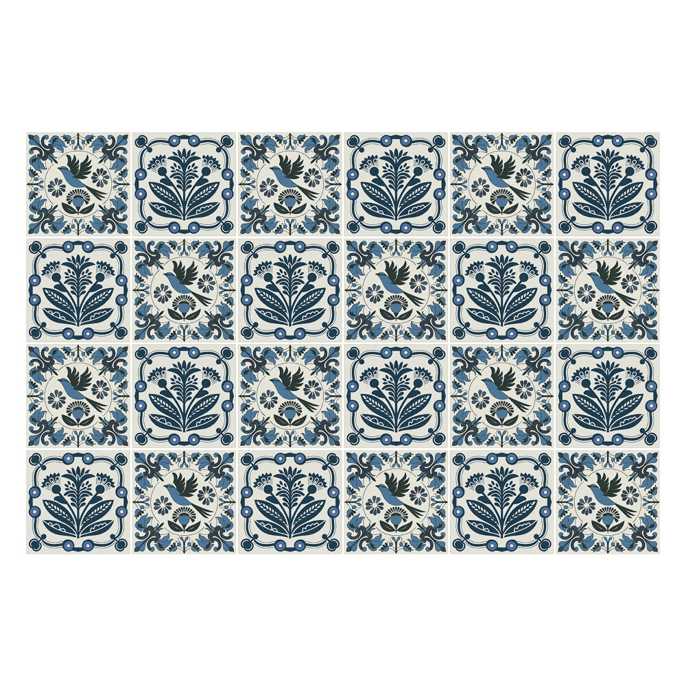 Naklejki samoprzylepne na kafelki Natura kwiaty i ptaki