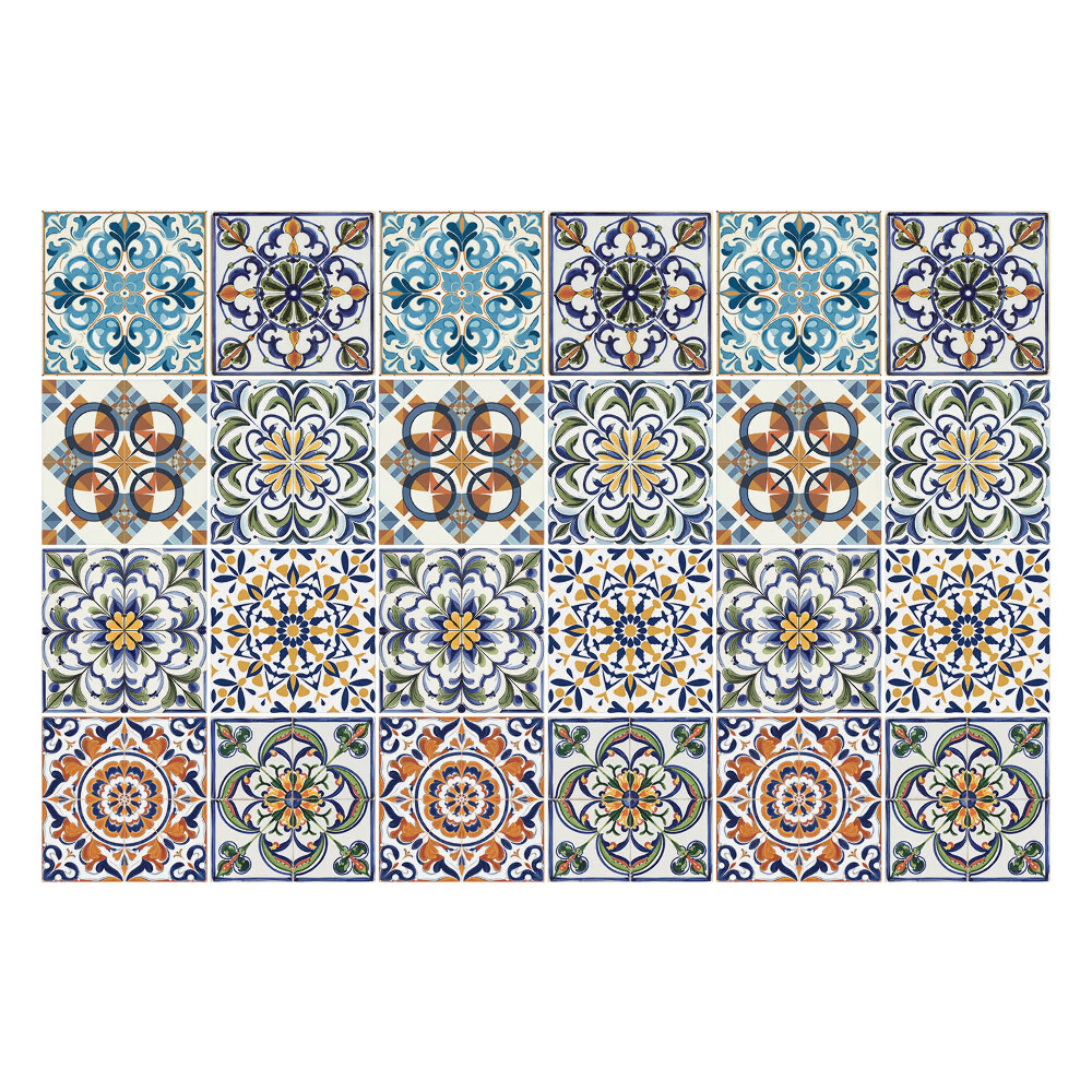 Naklejki na kafelki do kuchni Kwiatowe i geometryczne motywy