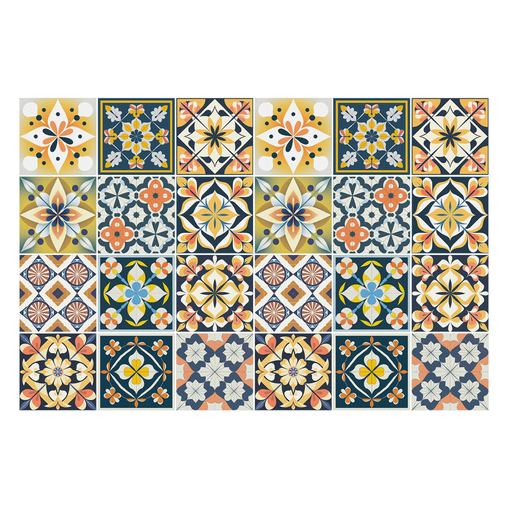 Naklejki samoprzylepne na kafelki Kwiatowe motywy w układzie