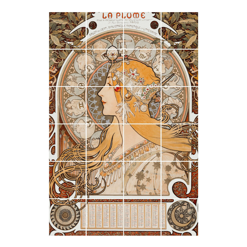 Samoprzylepne naklejki na płytki Portret kobiety - Alfons Mucha