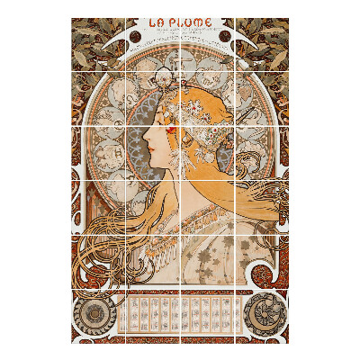 Samoprzylepne naklejki na płytki Portret kobiety - Alfons Mucha