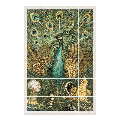 Naklejki na płytki Pawi taniec wśród ptaków