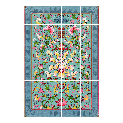 Samoprzylepne naklejki na płytki Kwiatowy motyw z ornamentami