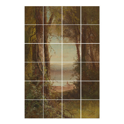 Naklejki na płytki Widok na jezioro z łódką