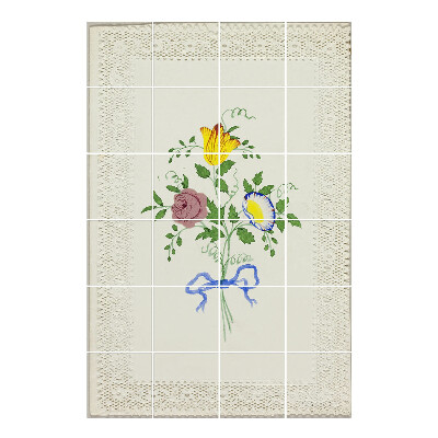 Samoprzylepne naklejki na płytki Kwiatowy bukiet z wstążką