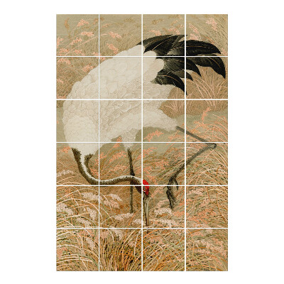 Naklejki na płytki Czapla w trawie